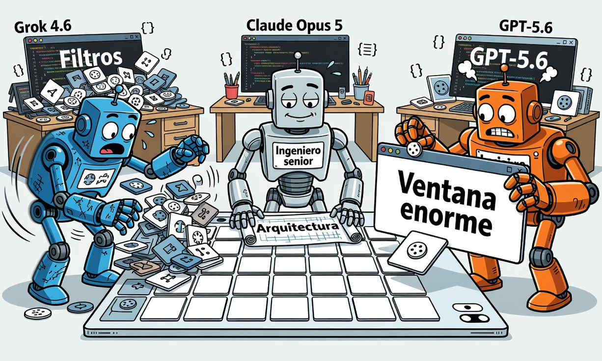 Claude Opus 5 supera a GPT-5.6 y Grok 4.6 en desarrollo web, destacando en arquitectura y UX